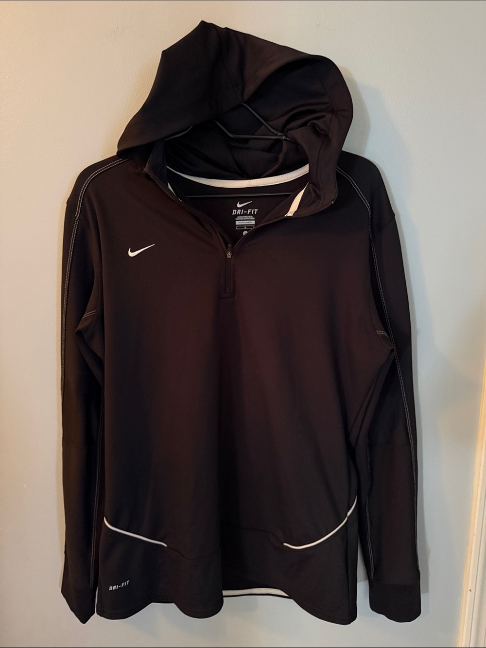 Nike Black Dri-FIT Quarter-Zip Hooded Pullover